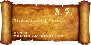 Miatovics Fóris névjegykártya